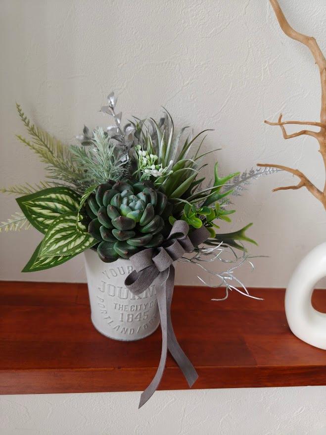 多肉植物のグリーンアレンジメント　観葉植物　男前インテリア　開店祝い　開業祝い　店舗　誕生日　お祝 | 6枚目